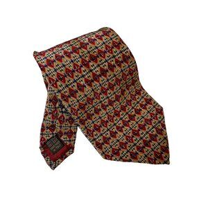 Valentino Cravatte Vintage Red Blue Cream Men's 100% Silk Tie Made in Italy